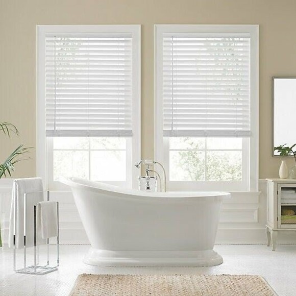 Real Simple Faux Wood Cordless Shade Blinds 34" x 48" in White NEW - Picture 1 of 6